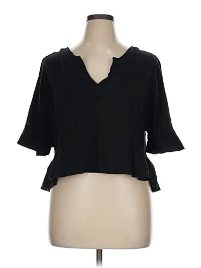 Pre-owned Aerie 3/4 Sleeve T-shirt In Black