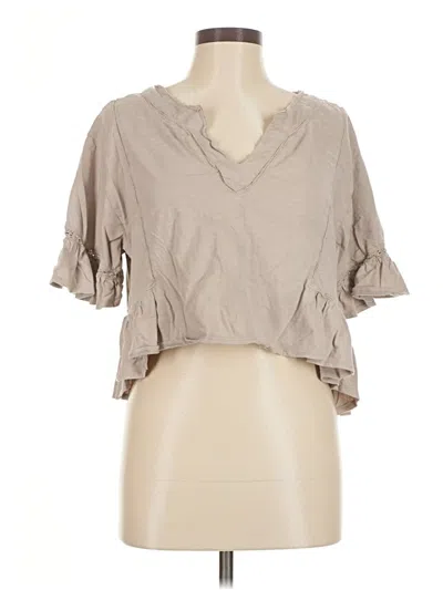 Pre-owned Aerie 3/4 Sleeve T-shirt In Brown