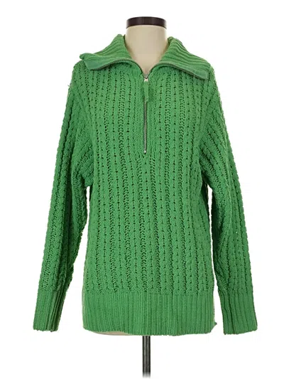 Pre-owned Aerie Fleece Jacket In Green