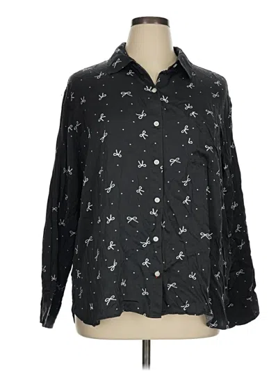 Pre-owned Aerie Long Sleeve Blouse In Black