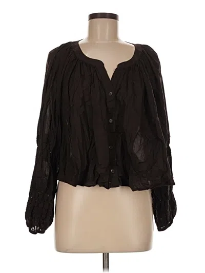 Pre-owned Aerie Long Sleeve Blouse In Black
