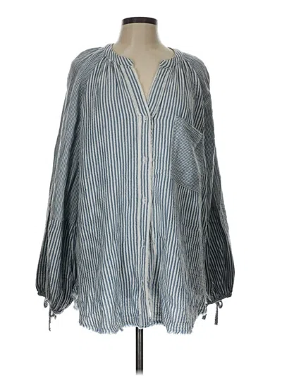 Pre-owned Aerie Long Sleeve Blouse In Blue