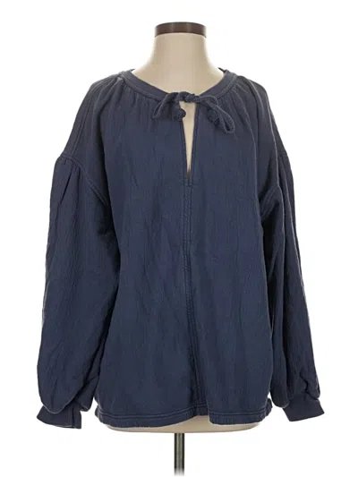 Pre-owned Aerie Long Sleeve Blouse In Blue