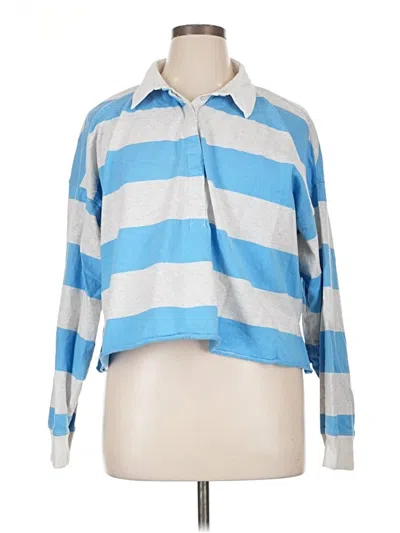 Pre-owned Aerie Long Sleeve Blouse In Blue