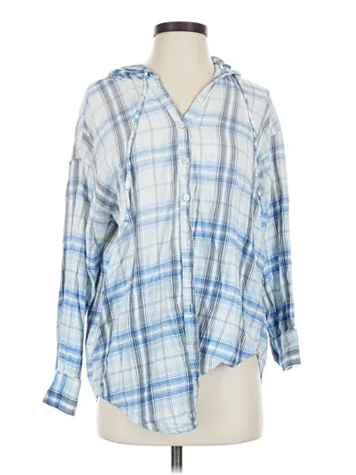 Pre-owned Aerie Long Sleeve Blouse In Blue