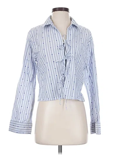 Pre-owned Aerie Long Sleeve Blouse In Blue