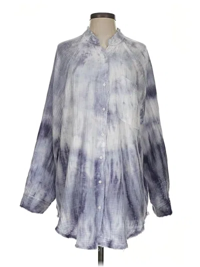 Pre-owned Aerie Long Sleeve Blouse In Blue