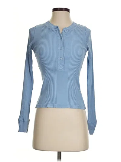 Pre-owned Aerie Long Sleeve Blouse In Blue
