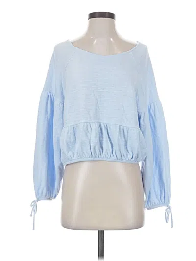 Pre-owned Aerie Long Sleeve Blouse In Blue