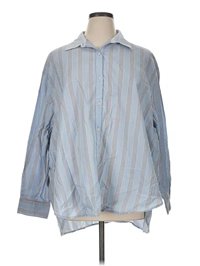 Pre-owned Aerie Long Sleeve Blouse In Blue
