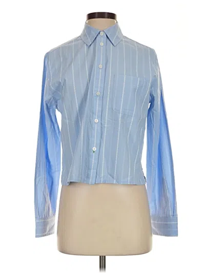 Pre-owned Aerie Long Sleeve Blouse In Blue