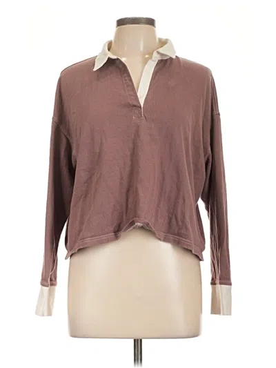 Pre-owned Aerie Long Sleeve Blouse In Brown