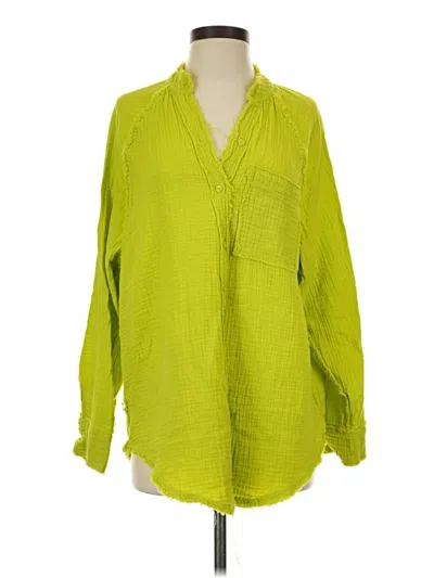 Pre-owned Aerie Long Sleeve Blouse In Green
