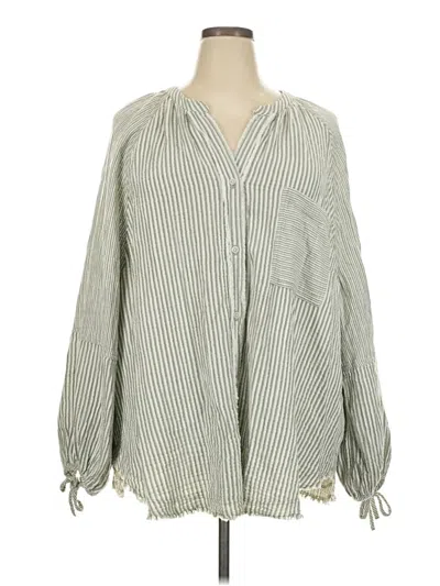 Pre-owned Aerie Long Sleeve Blouse In Green