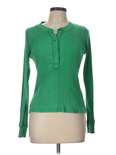 Pre-owned Aerie Long Sleeve Blouse In Green