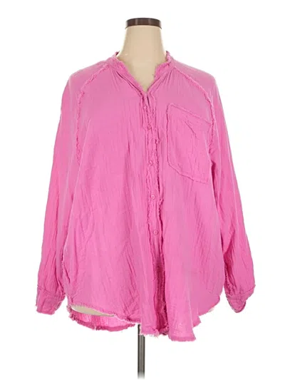 Pre-owned Aerie Long Sleeve Blouse In Pink