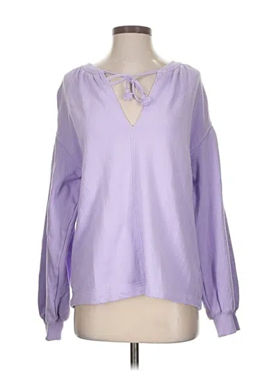 Pre-owned Aerie Long Sleeve Blouse In Purple
