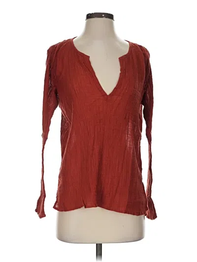 Pre-owned Aerie Long Sleeve Blouse In Red