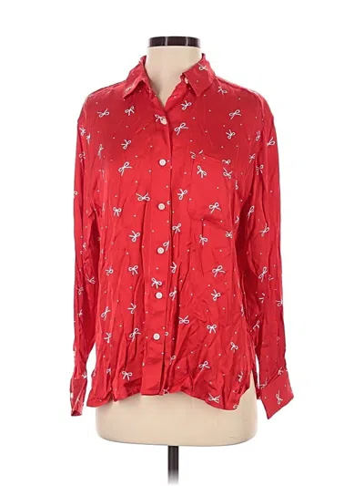 Pre-owned Aerie Long Sleeve Blouse In Red