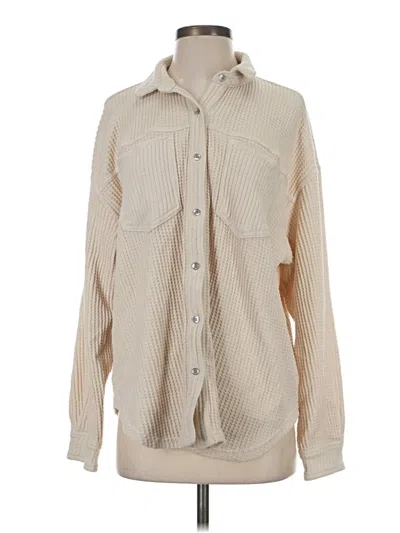 Pre-owned Aerie Long Sleeve Blouse In Tan