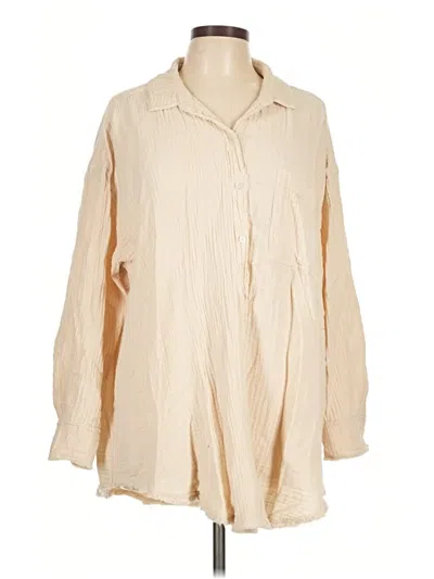 Pre-owned Aerie Long Sleeve Blouse In Tan