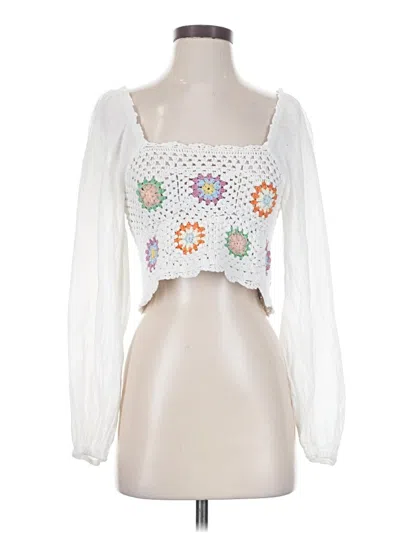 Pre-owned Aerie Long Sleeve Blouse In White