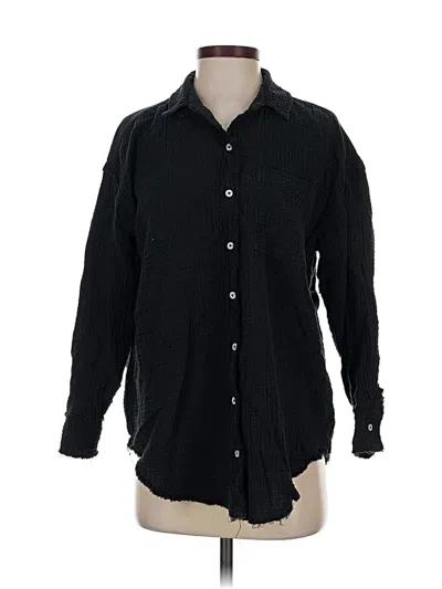 Pre-owned Aerie Long Sleeve Button Down Shirt In Black