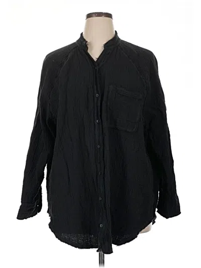 Pre-owned Aerie Long Sleeve Button Down Shirt In Black