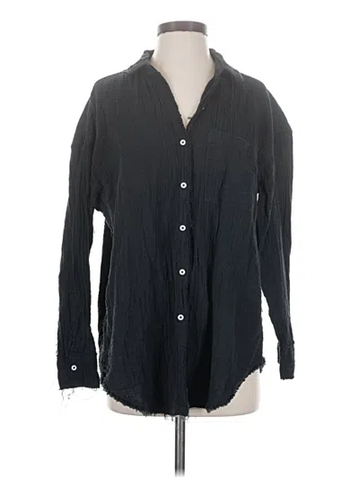 Pre-owned Aerie Long Sleeve Button Down Shirt In Black