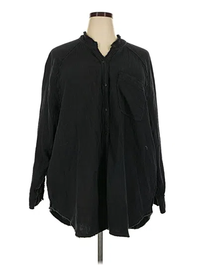 Pre-owned Aerie Long Sleeve Button Down Shirt In Black