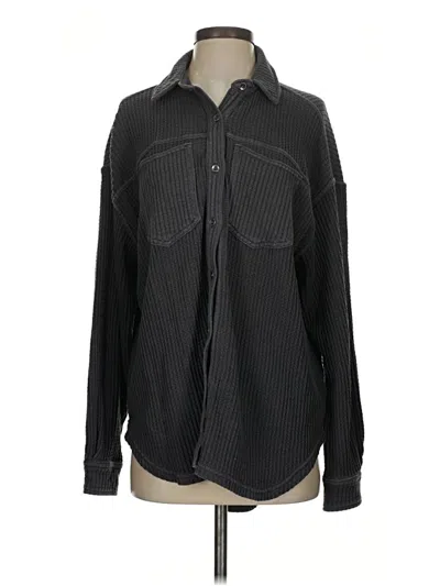 Pre-owned Aerie Long Sleeve Button Down Shirt In Black