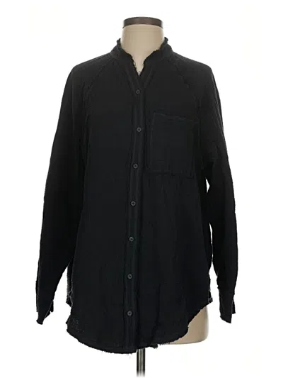 Pre-owned Aerie Long Sleeve Button Down Shirt In Black