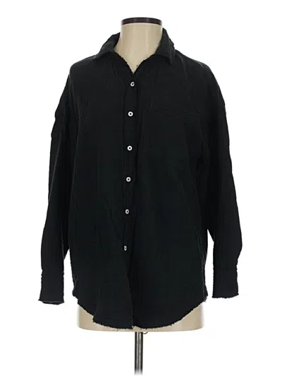 Pre-owned Aerie Long Sleeve Button Down Shirt In Black