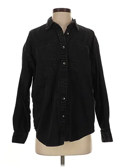 Pre-owned Aerie Long Sleeve Button Down Shirt In Black