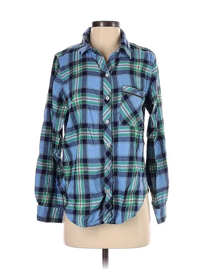 Pre-owned Aerie Long Sleeve Button Down Shirt In Blue