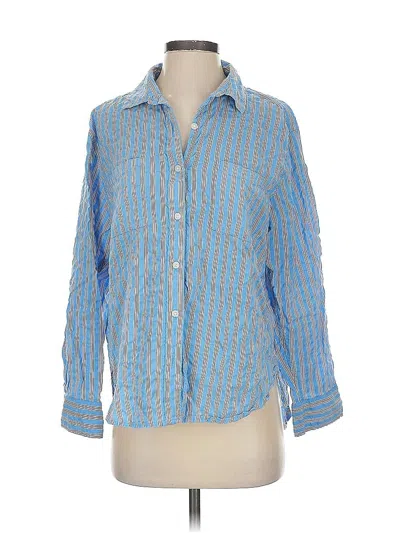 Pre-owned Aerie Long Sleeve Button Down Shirt In Blue