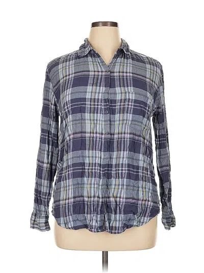 Pre-owned Aerie Long Sleeve Button Down Shirt In Blue