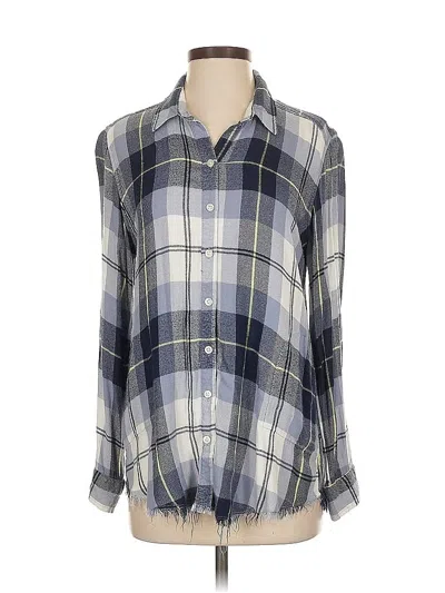Pre-owned Aerie Long Sleeve Button Down Shirt In Blue