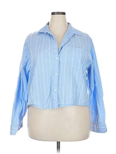 Pre-owned Aerie Long Sleeve Button Down Shirt In Blue