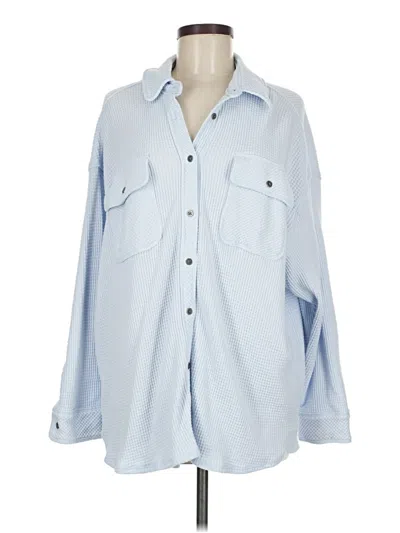 Pre-owned Aerie Long Sleeve Button Down Shirt In Blue