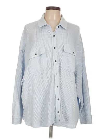 Pre-owned Aerie Long Sleeve Button Down Shirt In Blue