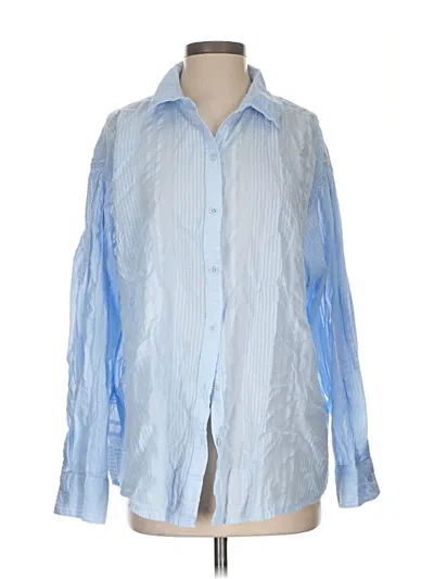 Pre-owned Aerie Long Sleeve Button Down Shirt In Blue