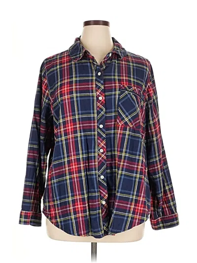 Pre-owned Aerie Long Sleeve Button Down Shirt In Blue