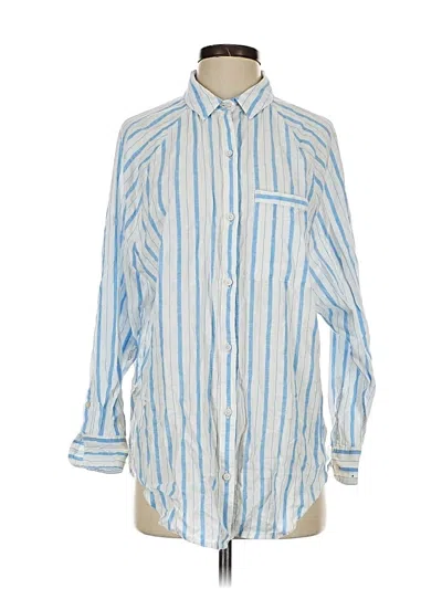 Pre-owned Aerie Long Sleeve Button Down Shirt In Blue