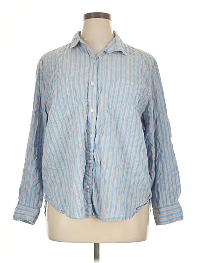 Pre-owned Aerie Long Sleeve Button Down Shirt In Blue