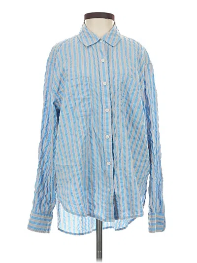 Pre-owned Aerie Long Sleeve Button Down Shirt In Blue