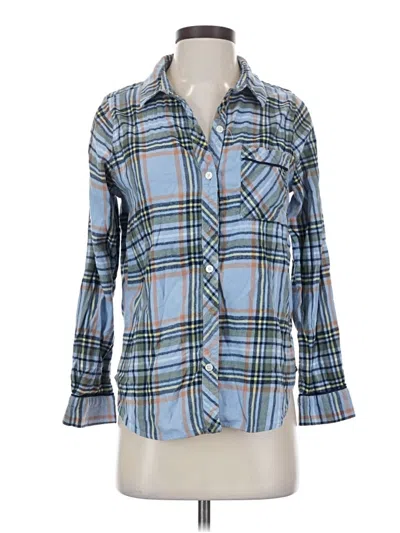 Pre-owned Aerie Long Sleeve Button Down Shirt In Blue