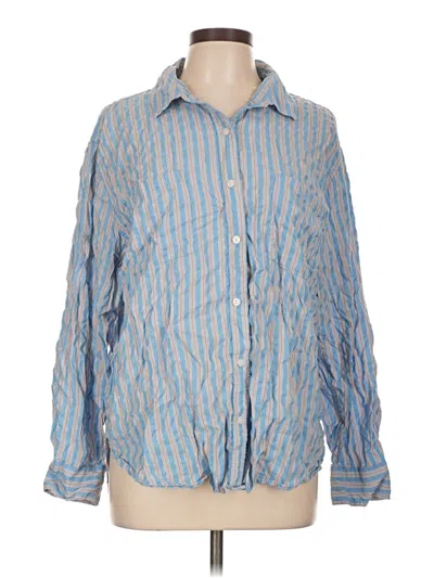 Pre-owned Aerie Long Sleeve Button Down Shirt In Blue