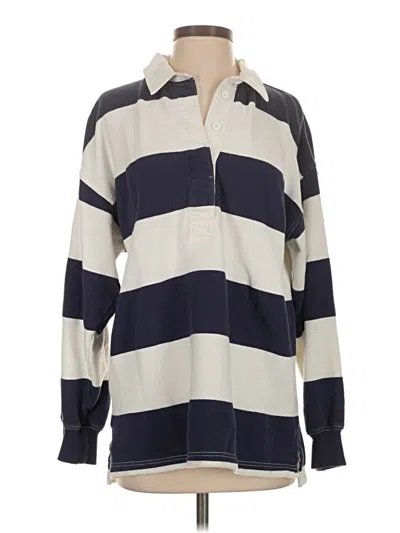 Pre-owned Aerie Long Sleeve Button Down Shirt In Blue