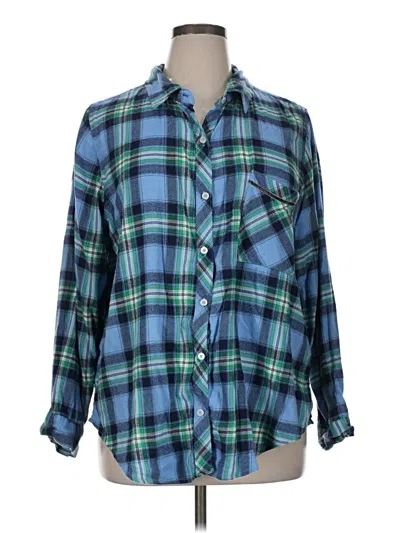 Pre-owned Aerie Long Sleeve Button Down Shirt In Blue